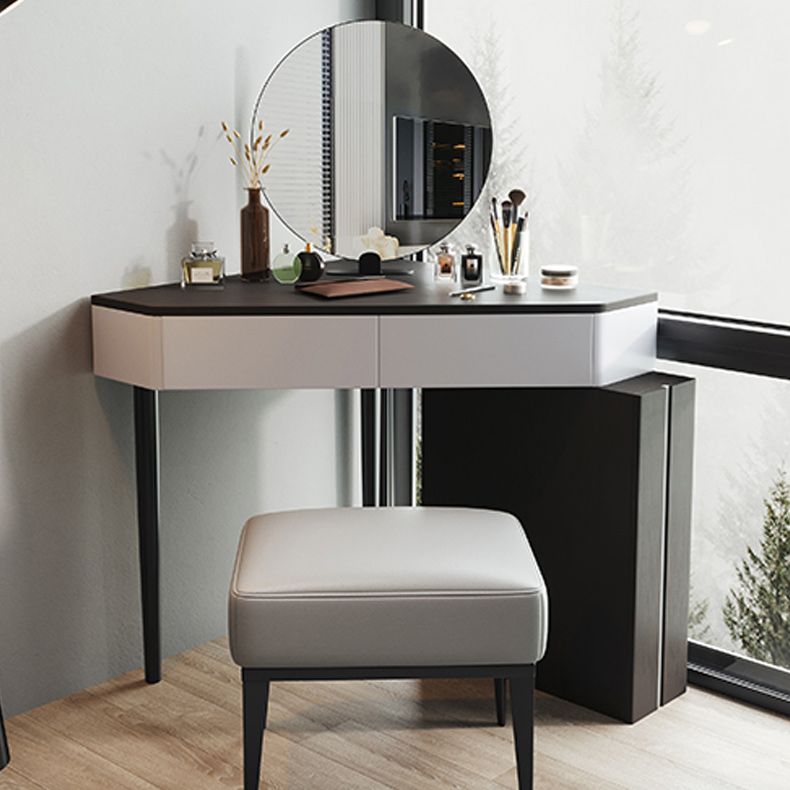 Modern Make-up Vanity with 3 Drawers in Black Solid Wood Vanity Desk