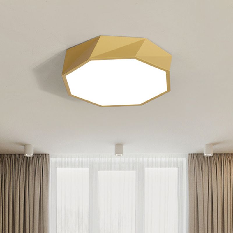 Macaron Octagonal Ceiling Lighting Metal Bedroom Flush Mount Led Light with Acrylic Diffuser