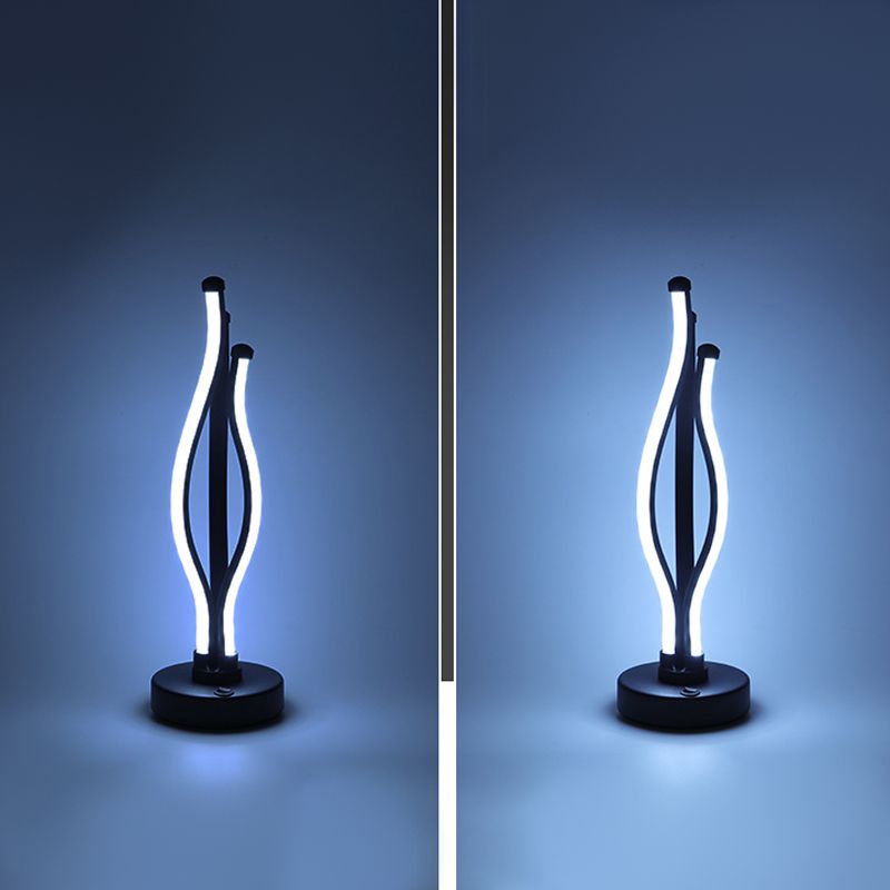 Linear Nightstand Lamp Contemporary Metal Nightstand Lamps in Black