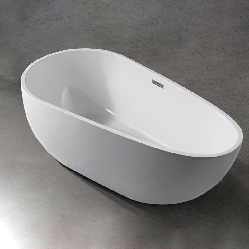 Modern Soaking Bathtub Oval with Drain Acrylic Freestanding Bath Tub