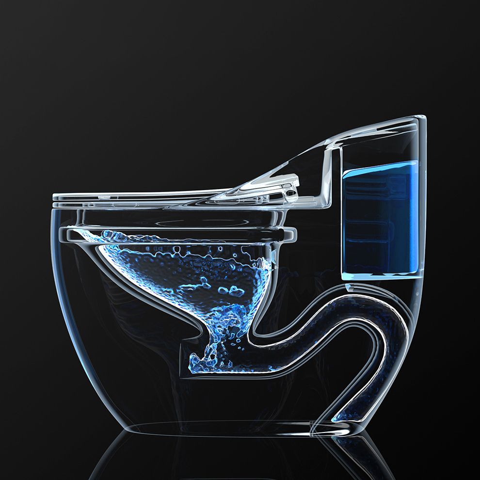 Concealed Tank Flush Toilet Floor Mount One-Piece Toilet with Slow Close Seat