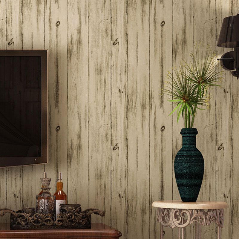 Photography Reclaimed Wood Wallpaper Roll for Living Room in Dark Color, 31-foot x 20.5-inch