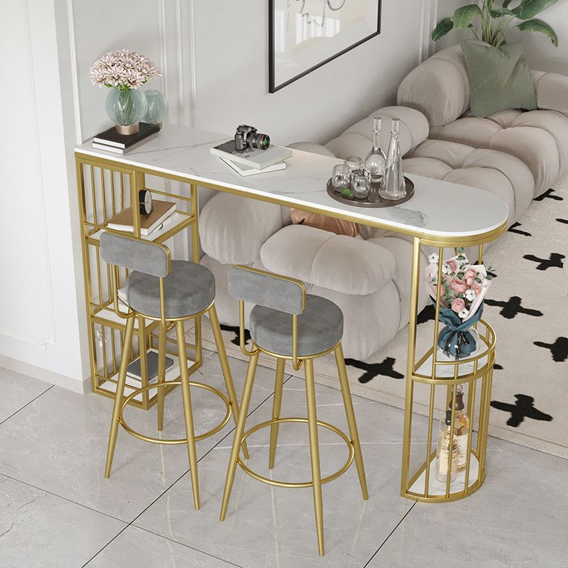 Modern Style Bar Table Set 1/3 Pcs White Granite Bar Table Set