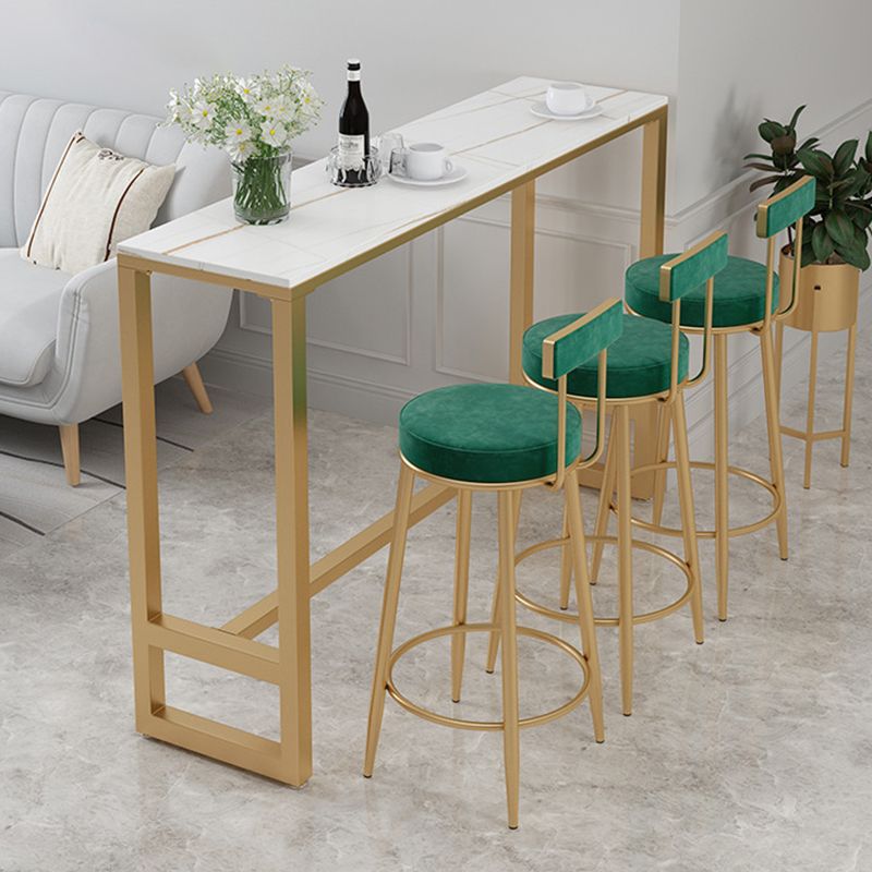 Modern Bar-height Table Faux Marble Top Bistro Pub Table with Metal Base