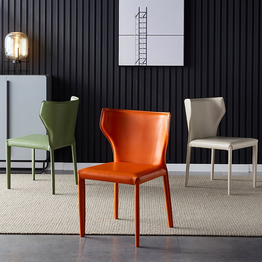 Chaise de salle à manger en cuir de cuisine, chaise d'appoint à oreilles de 32 pouces de hauteur avec 4 pieds en métal