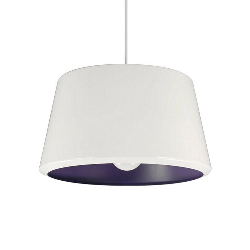 Aluminum Truncated Cone Pendant Simplicity Single 12/16 Inches Wide White and Purple Inner Pendulum Light
