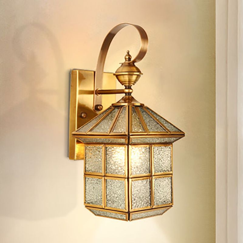 1-Head Geometric Sconce Light Fixture Traditional Gold Metal Wall Light Sconce for Foyer