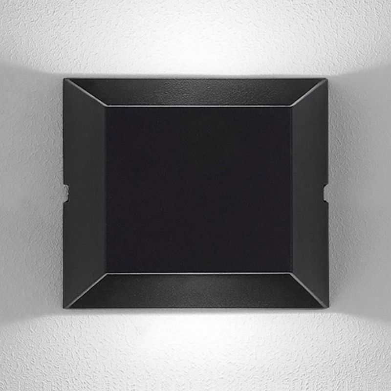 Squared Shade Wall Lighting Simple Style Metallic LED Balcony Wall Sconce Lamp in Matte Black, Warm/White Lighting