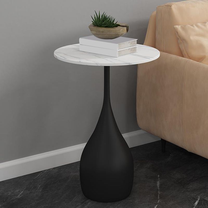 Contemporary End Table Metal Pedestal Round Living Room Side Table