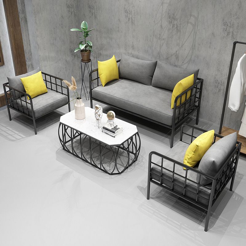 Contemporary Metal Square Arm Sofa Fabric Cushions Sofa for Living Room