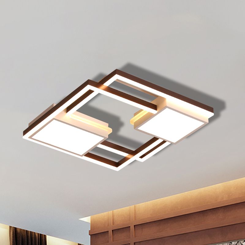 Nordic LED Ceiling Flush Mount with Acrylic Shade Black Geometric Flush Light Fixture, 18"/21.5" W