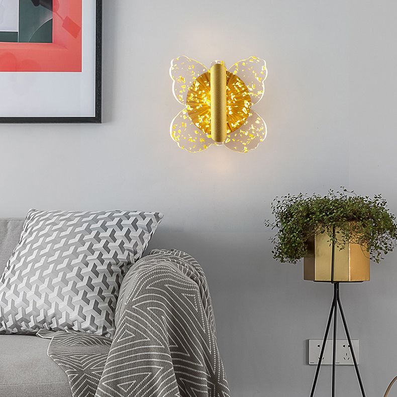 Modern Wall Sconce Lighting Metal Wall Sconce 1 Light Sconce Light Fixture in Gold