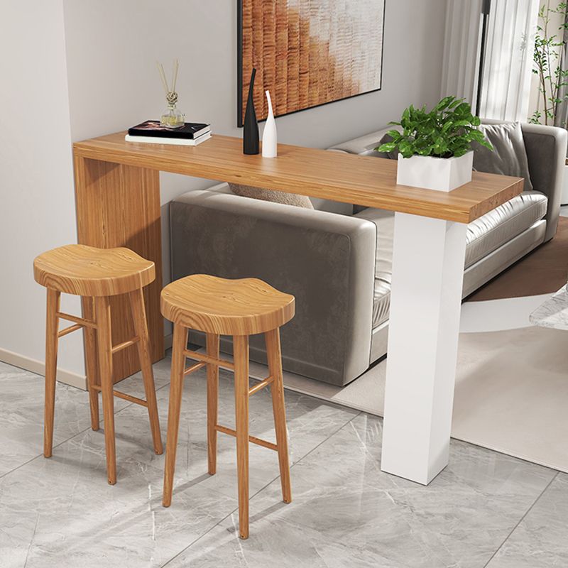 Contemporary Indoor Rectangle Bar Dining Table in Metal and Wood