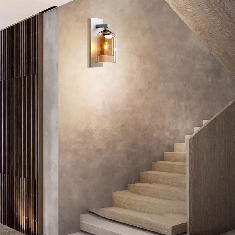 Lampada a parete di ferro da parete a campana di lusso moderna con doppia tonalità di vetro