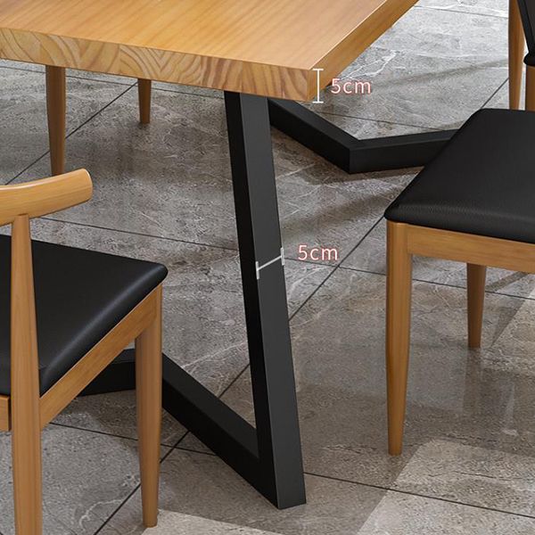 Metal Industrial Rectangle Table Pine Solid Wood Top Table with Sled Base