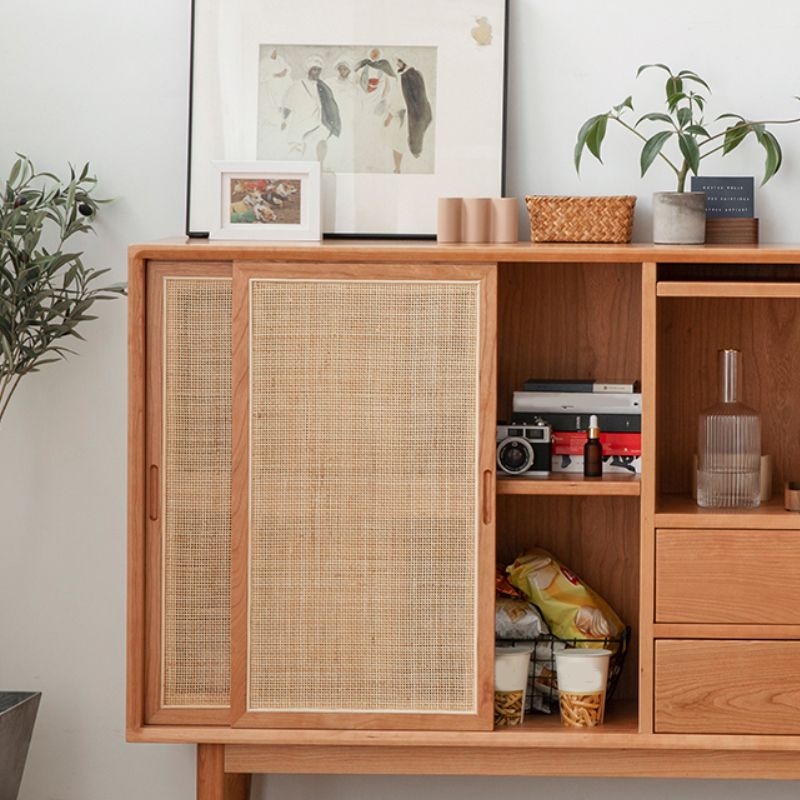 Contemporary Side Board Pine Sideboard Cabinet with Drawers for Dining Room