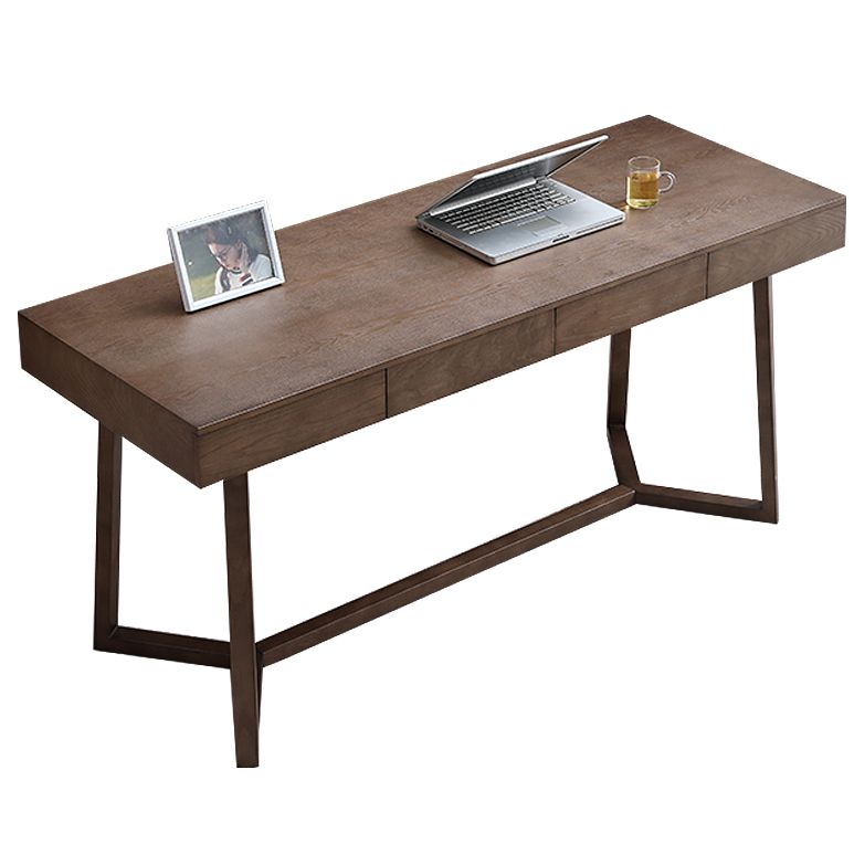 Solid Wood Contemporary Rectangular Dining Table Ash Wood Top Table with Trestle Base
