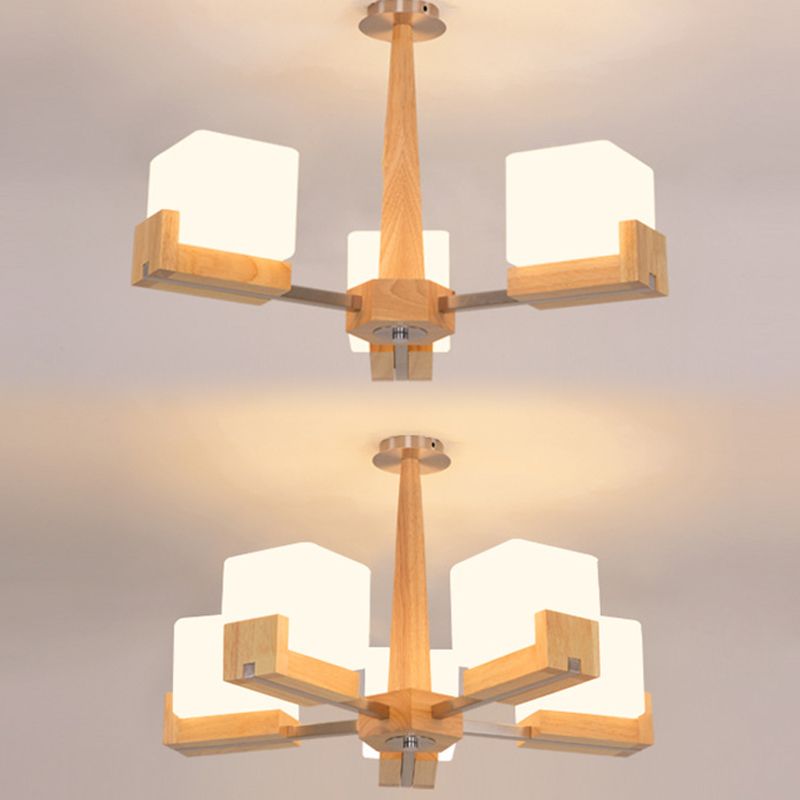 Quadratische Kronleuchterleuchte moderne weiße GlaSpendant Beleuchtung für das Restaurant