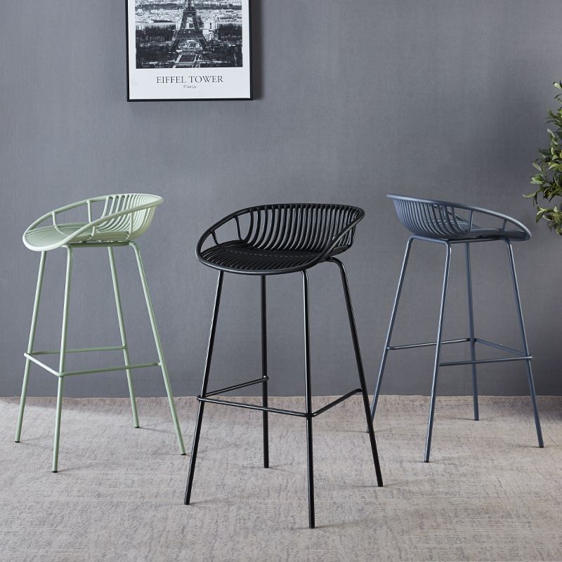 29-Zoll-zeitgenössischer Stuhlhocker Armless Plastic Innenstuhl mit Eisenbasis