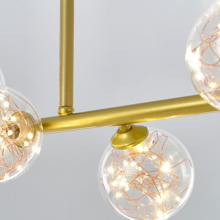 Zeitgenössischer Anhänger Lichter Globe Metal Island Kronleuchter mit Glasschatten