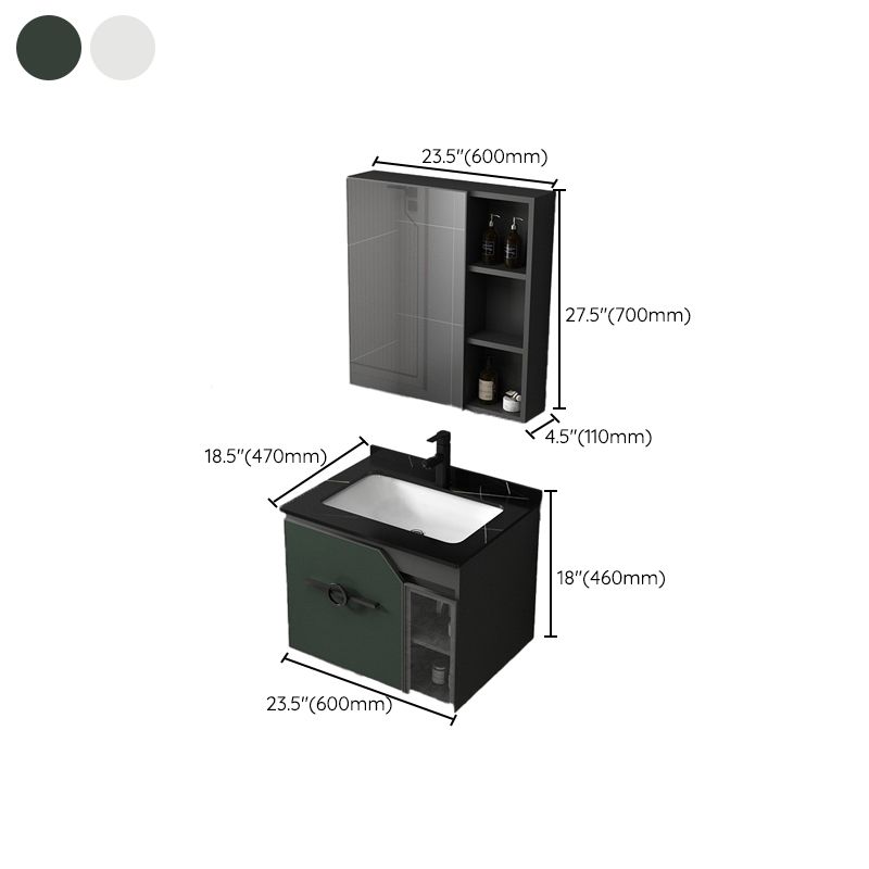 Metal Frame Bath Vanity Mirror Rectangle Wall Mount Single Sink Bathroom Vanity Set