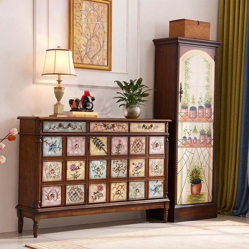 Industrial Storage Cabinet with Solid Wood Drawers and Doors