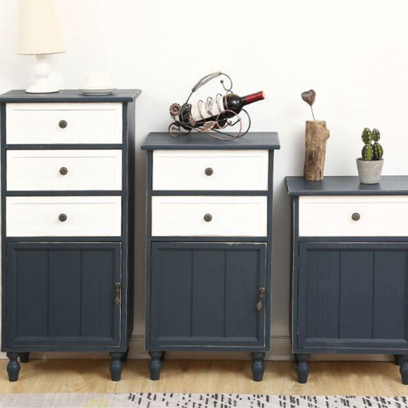 Industrial Accent Cabinet with 1 Door Turned Legs Storage Cabinet with Drawers