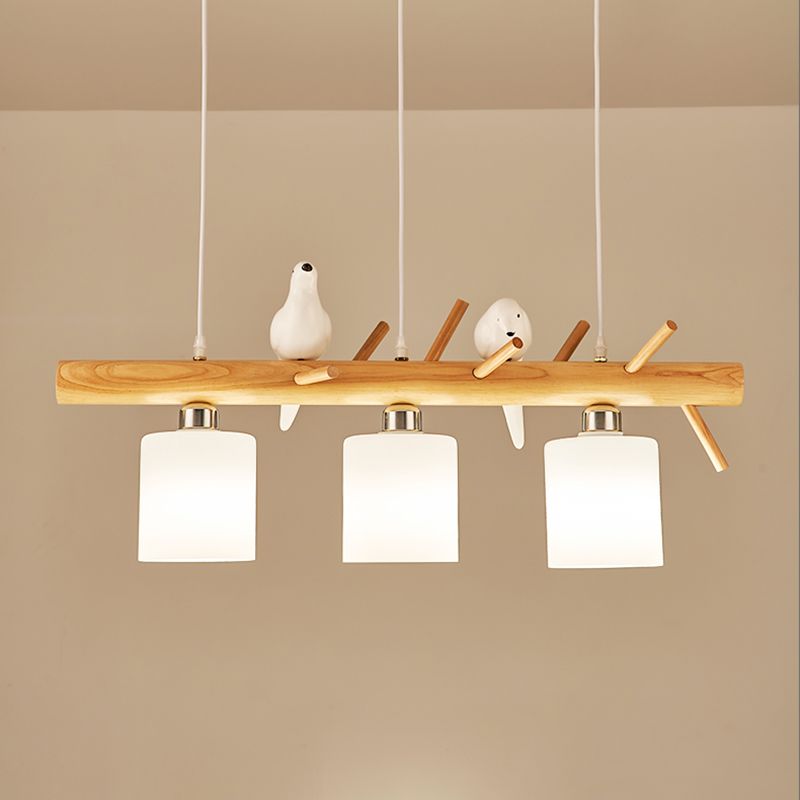 Luz de la isla colgante de cilindro de estilo moderno lámparas colgantes de vidrio blanco