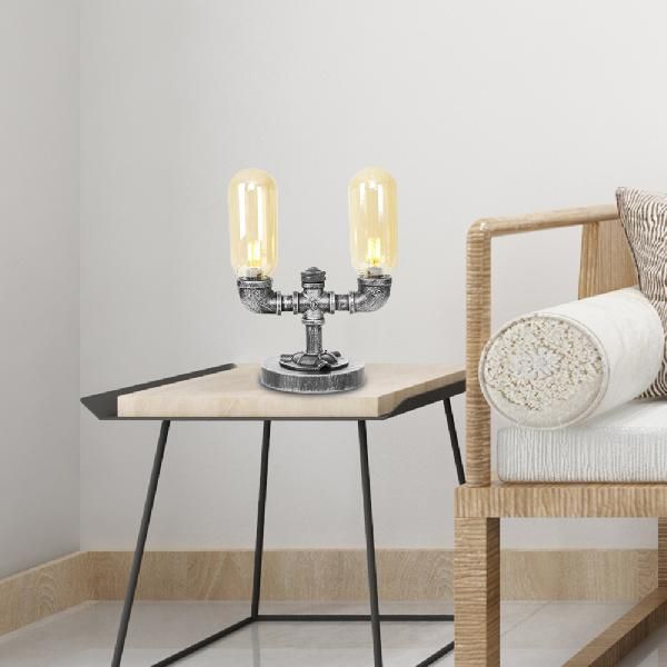 Luz de mesa de sombra de cápsula industrial 1/2 bombillas Amber/lámpara de noche de vidrio transparente con/sin agua Toque Deco para sala de estar