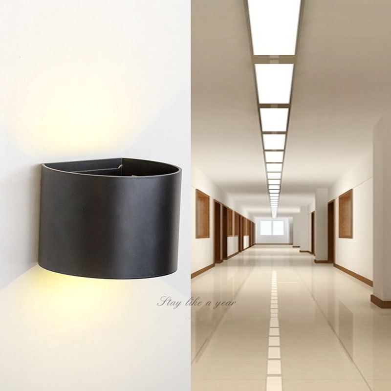 2-Lights Geometric Wall Light Sconce Modern Style Black and White Aluminum Wall Lighting