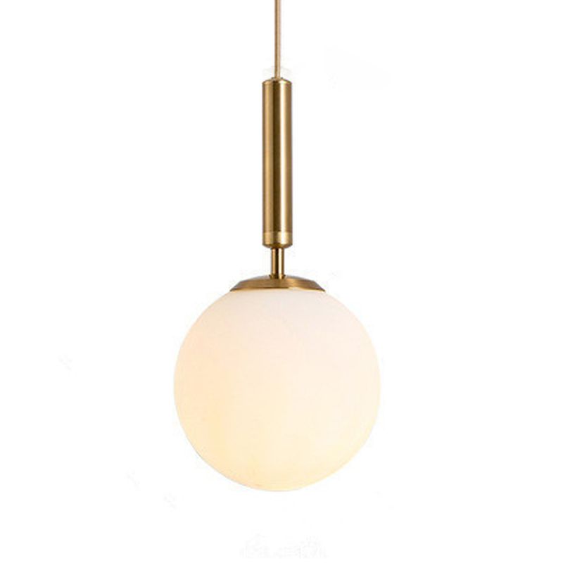 Modern Single Hanging Lamp Lacquered Globe Pendant Light with White Glass Shade