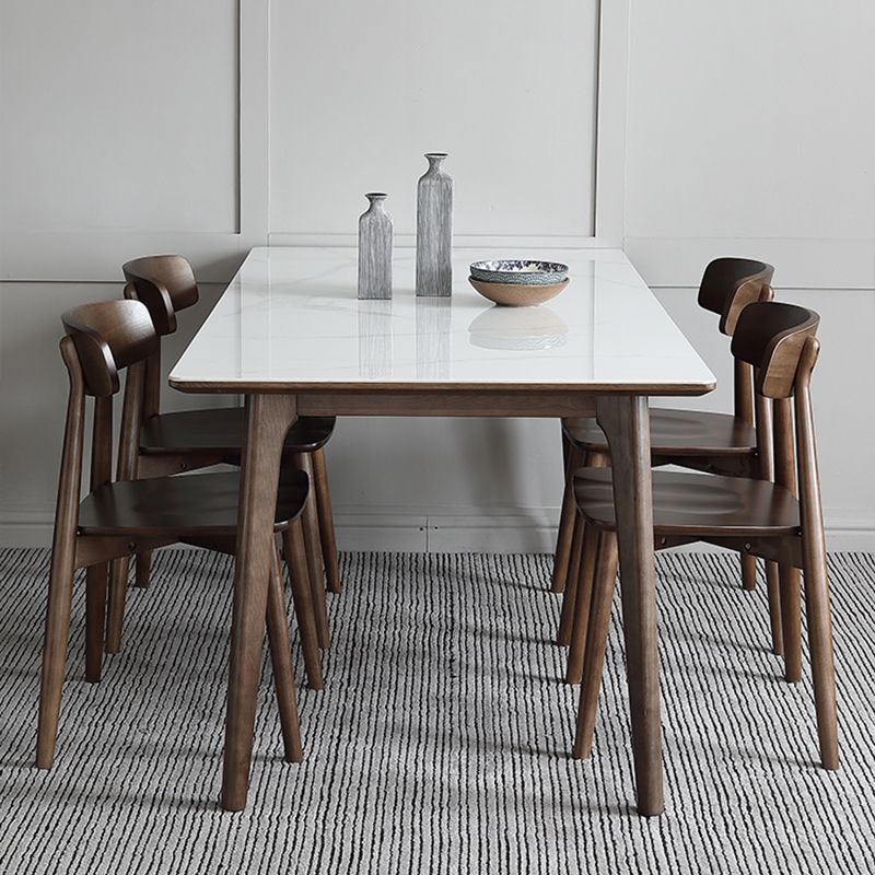 Contemporary Style Dining Chairs Open Back Dining Armless Side Chairs with Wooden Legs