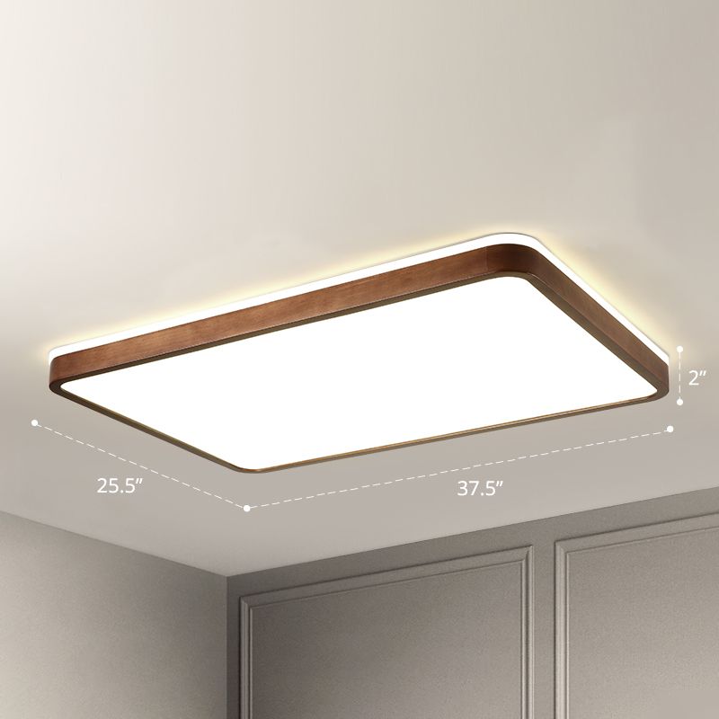 Bruine geometrische inbouwplafondlamp Minimalistische LED houten inbouwverlichting voor slaapkamer