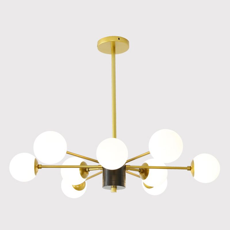 Golden Bedroom Molecular Shape Chandelier Milk White Glass Orb Nordic Simplicity Suspension Lighting Fixture