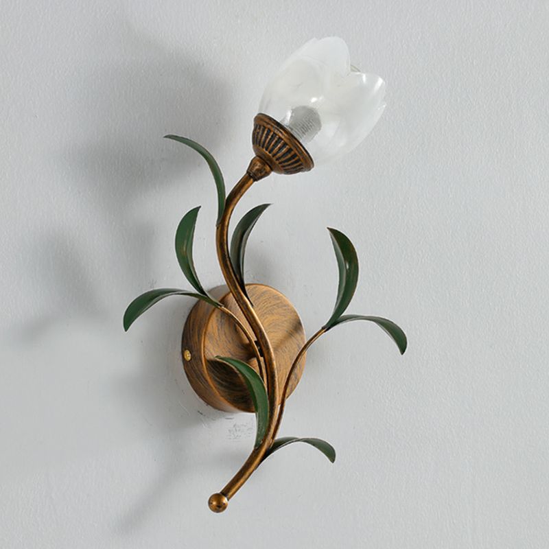 Flower Shape Wall Lamp Modern Wall Mount Lamp with Glass Shade for Bedroom