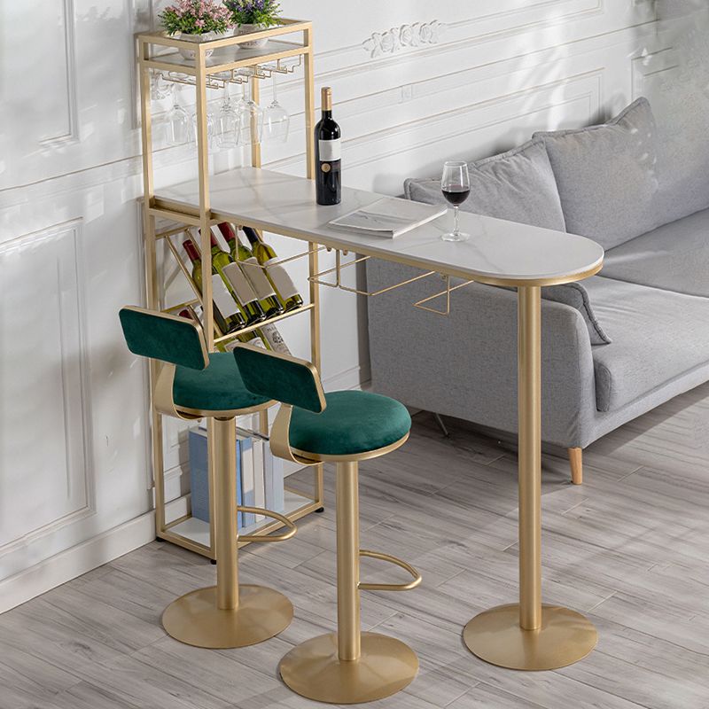 Glam Bar Stool and Table Set 1/2/3 Pcs Sintered Stone Bar Table with Adjustable Bar Stool
