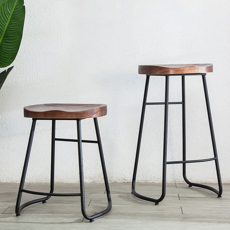 Modern Style Backless Bar-stool Saddle Seat Bar Stool with Metal Legs
