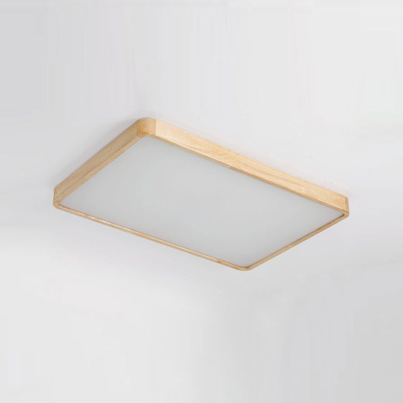Plafonnier LED encastré en bois, luminaire de plafond simple pour chambre à coucher