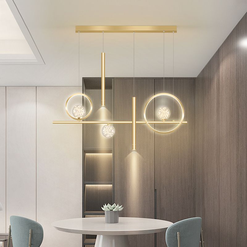 Contemporary Pendant Lights Island Geometry Pendant Light Fixtures Metal 7-Light
