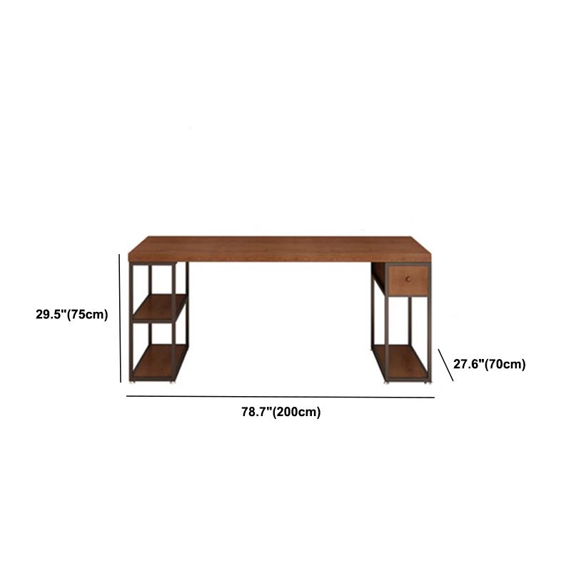 Contemporary Solid Wood Office Desk 30-inch H Computer Desk in Brown