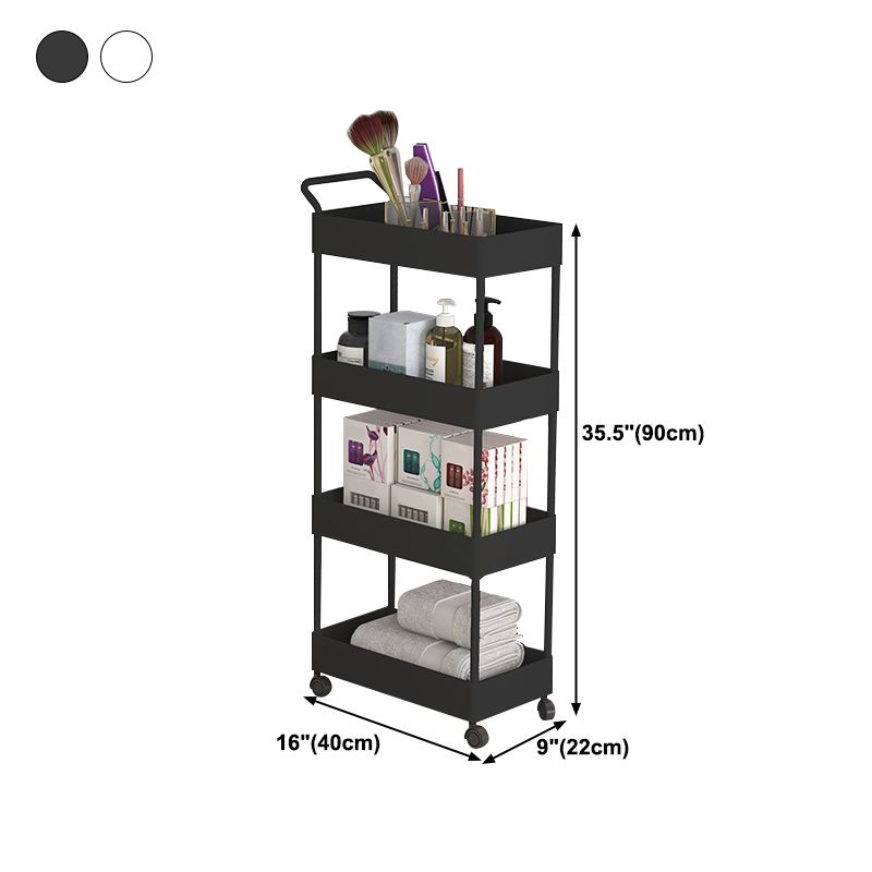 Rectangular Open Bookcase Modern Metal Bookshelf with Casters
