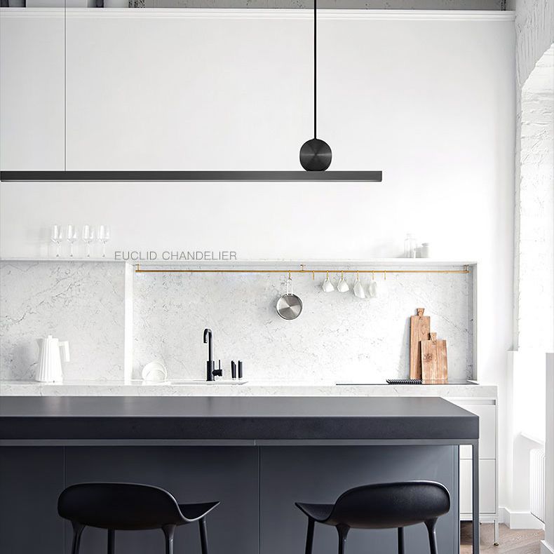 Linear Island Lighting Metallic Contemporary Simplicity Pendant Lighting Fixtures for Restaurant