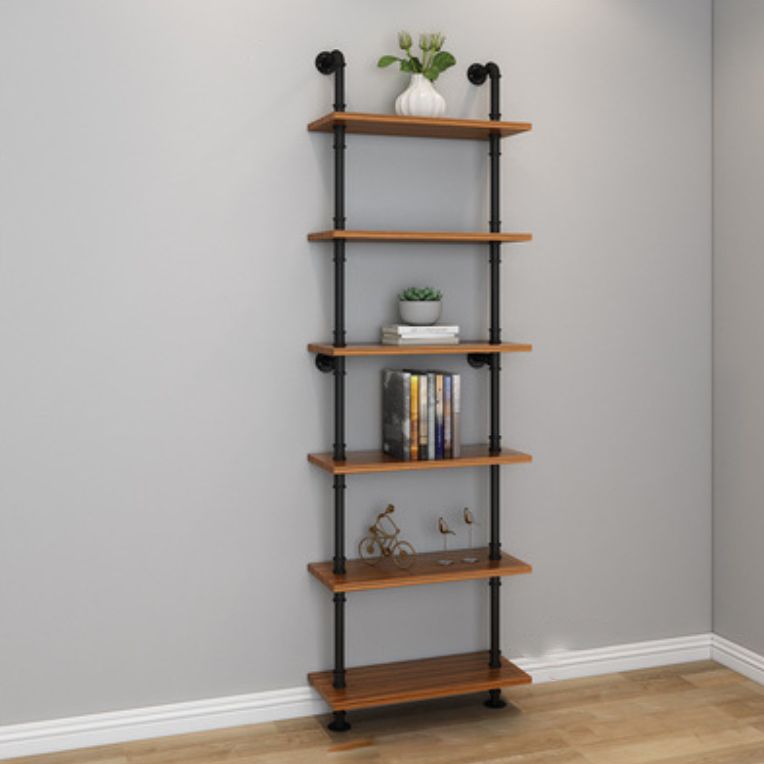 Metal and Wooden Floating Shelf Modern Natural Wall Mounted Bookshelf for Study Room