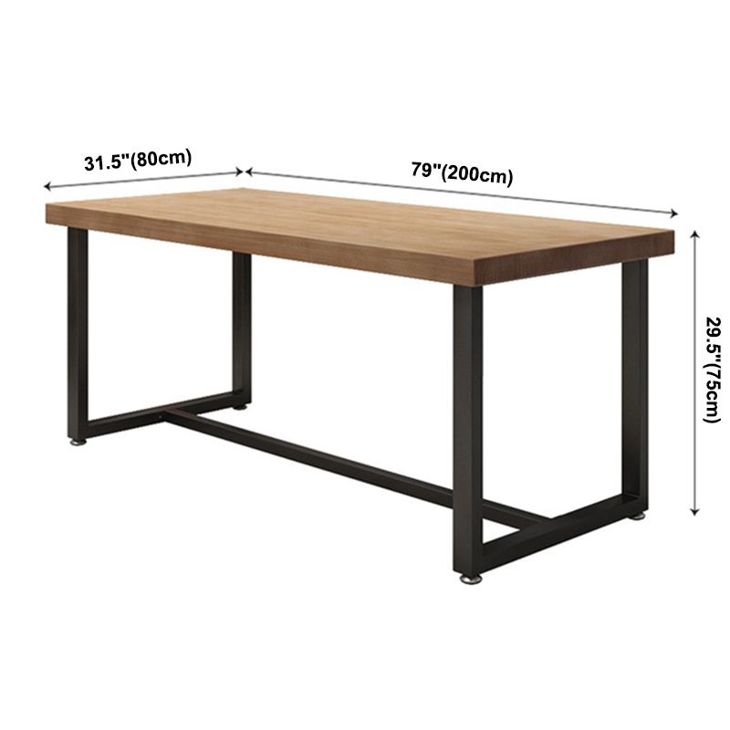 Industrial Dining Table Pine Solid Wood Table with Trestle Base for Dining Room