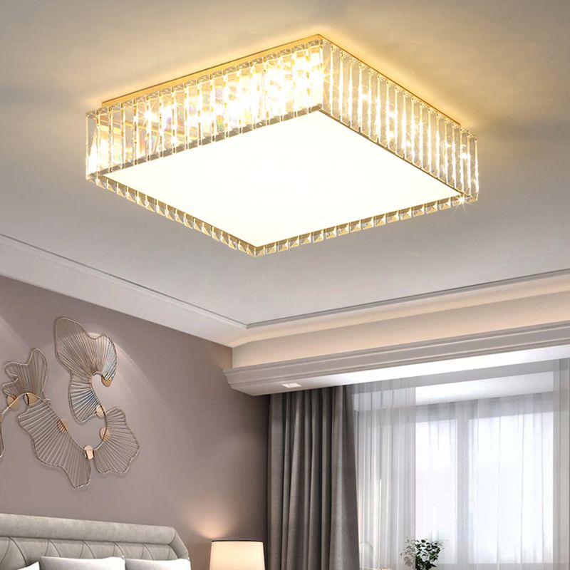 Champagne Geometric Shape Flushmount Light Simple Style Crystal LED Flush Ceiling Light