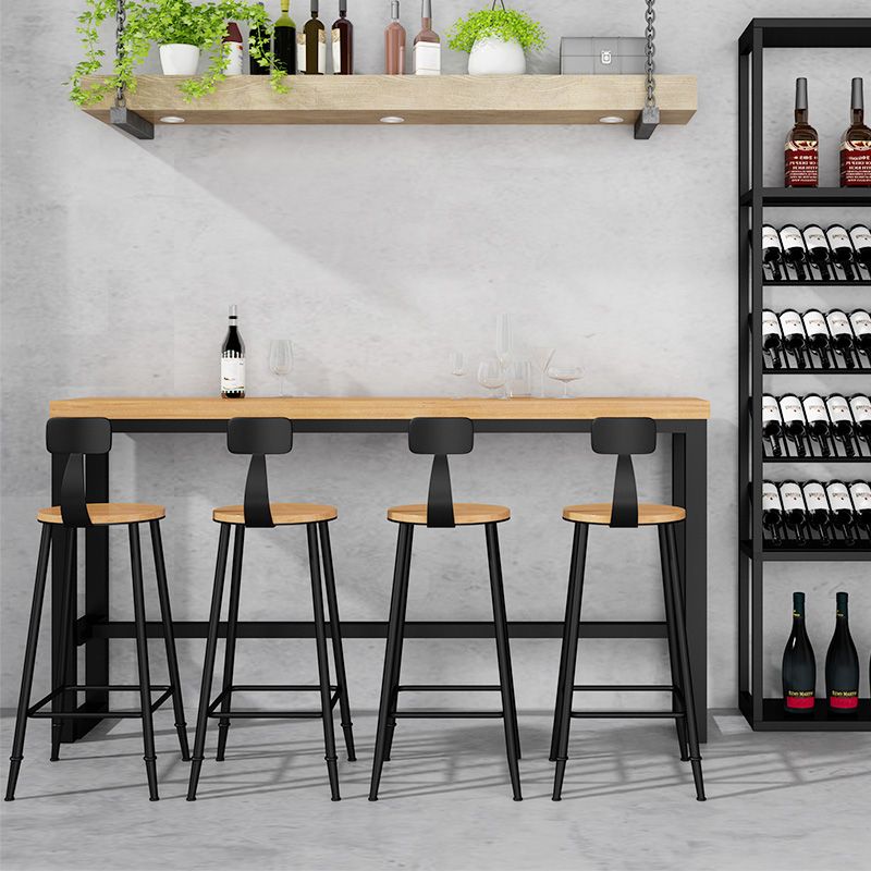 5 Pieces Modern Rectangle Solid Wood Pub Table with High Stools