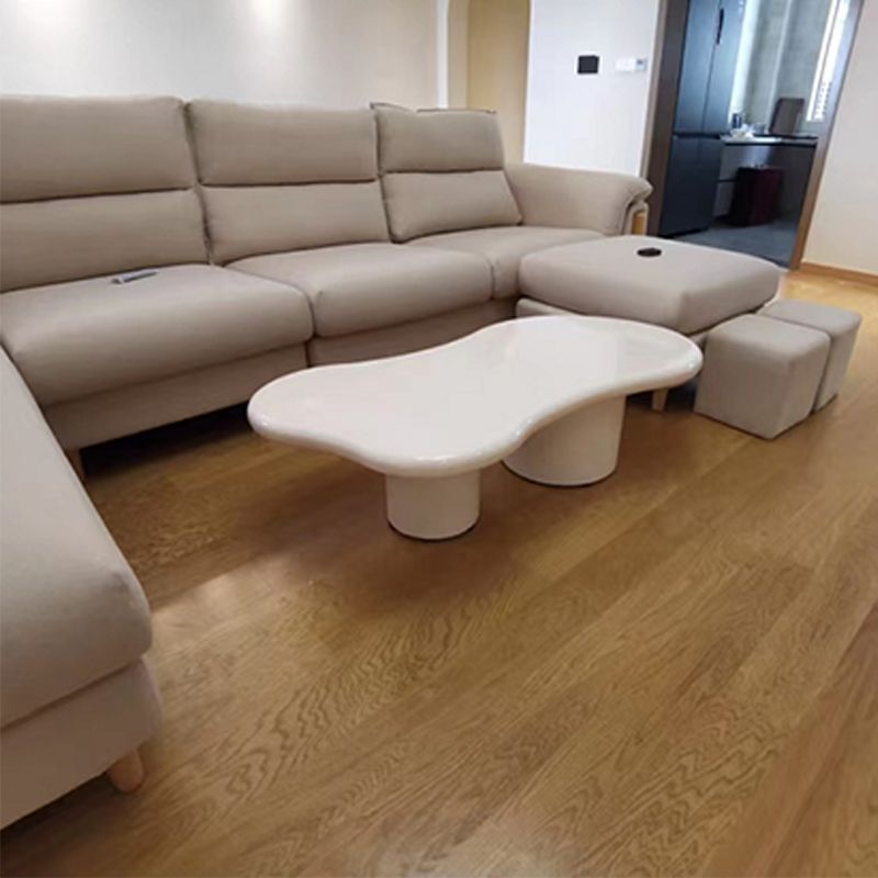 White Scandinavian Wood Coffee Table 2 Legs Irregular Cocktail Table