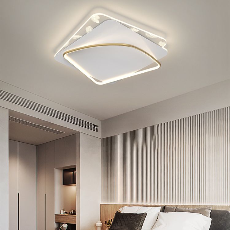 Acrylic Feather LED Flush Mount in Modern Artistic Style Aluminium Geometric Ceiling Fixture