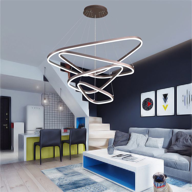 Acrylic Triangle LED Drop Pendant Contemporary 2/3/4-Light Ceiling Chandelier in Warm/White Light