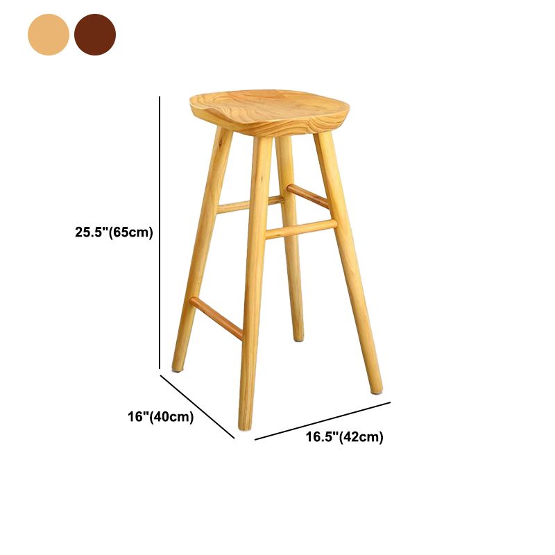 Restaurant Modern Solid Wood Barstool Wood 4 Legs Bar Stool with Pedal